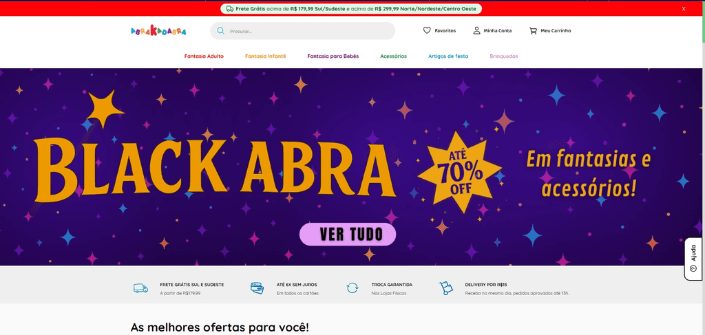 Home do e-commerce com banner de campanha e blocos de benefícios